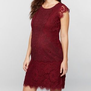 Lace Trim Cap Sleeve Maternity Dress